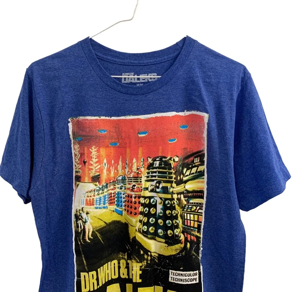 Doctor Who and the Daleks Invasion Earth Adult T Shirt Blue Crewneck Dr Who - Picture 3 of 9